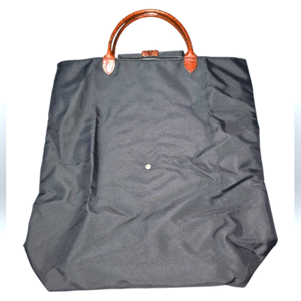 Brighton Foldable Black Tote with Brown Handles - Picture 3 of 6